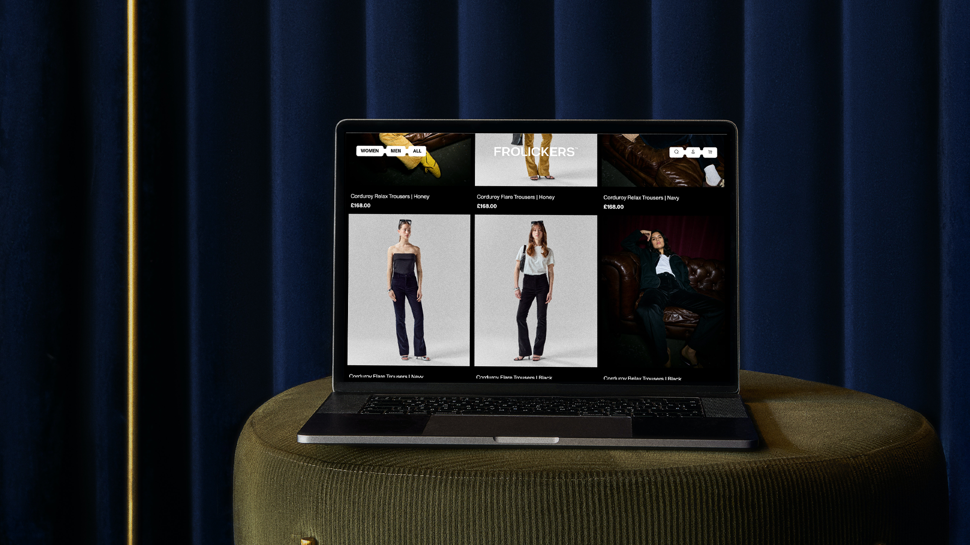 mockup desktop pagina shopping Frolickers